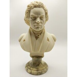 Vintage Alabaster Beethoven Bust Signed by A. Giannelli Made in Italy RARE EUC